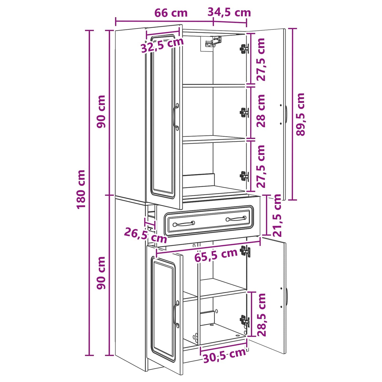 vidaXL Cabinet Set 2 pcs High Gloss White Engineered Wood