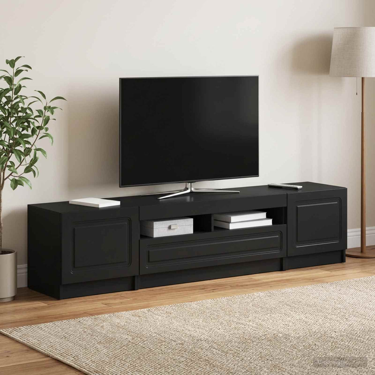 vidaXL LED TV Cabinet UTRECHT 3 pcs Black Engineered Wood