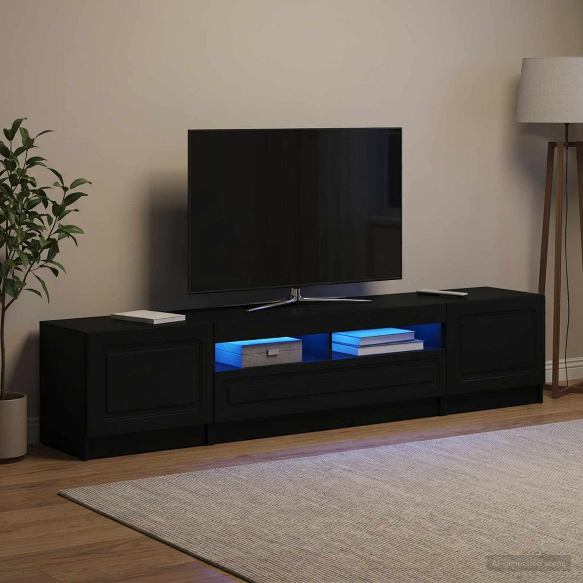 vidaXL LED TV Cabinet UTRECHT 3 pcs Black Engineered Wood