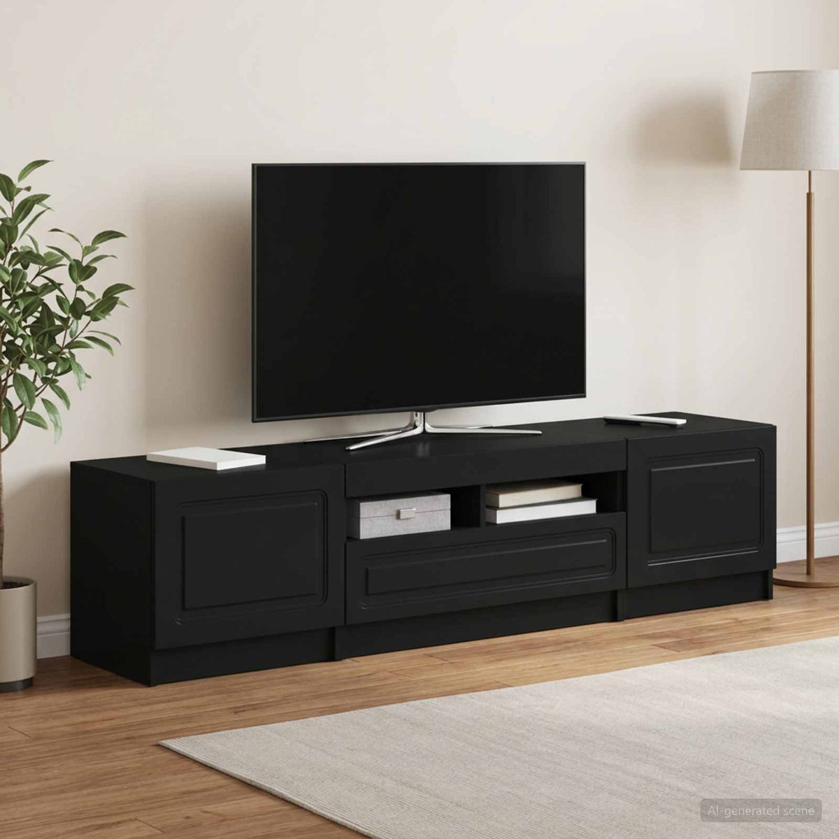 vidaXL LED TV Cabinet UTRECHT 3 pcs Black Engineered Wood