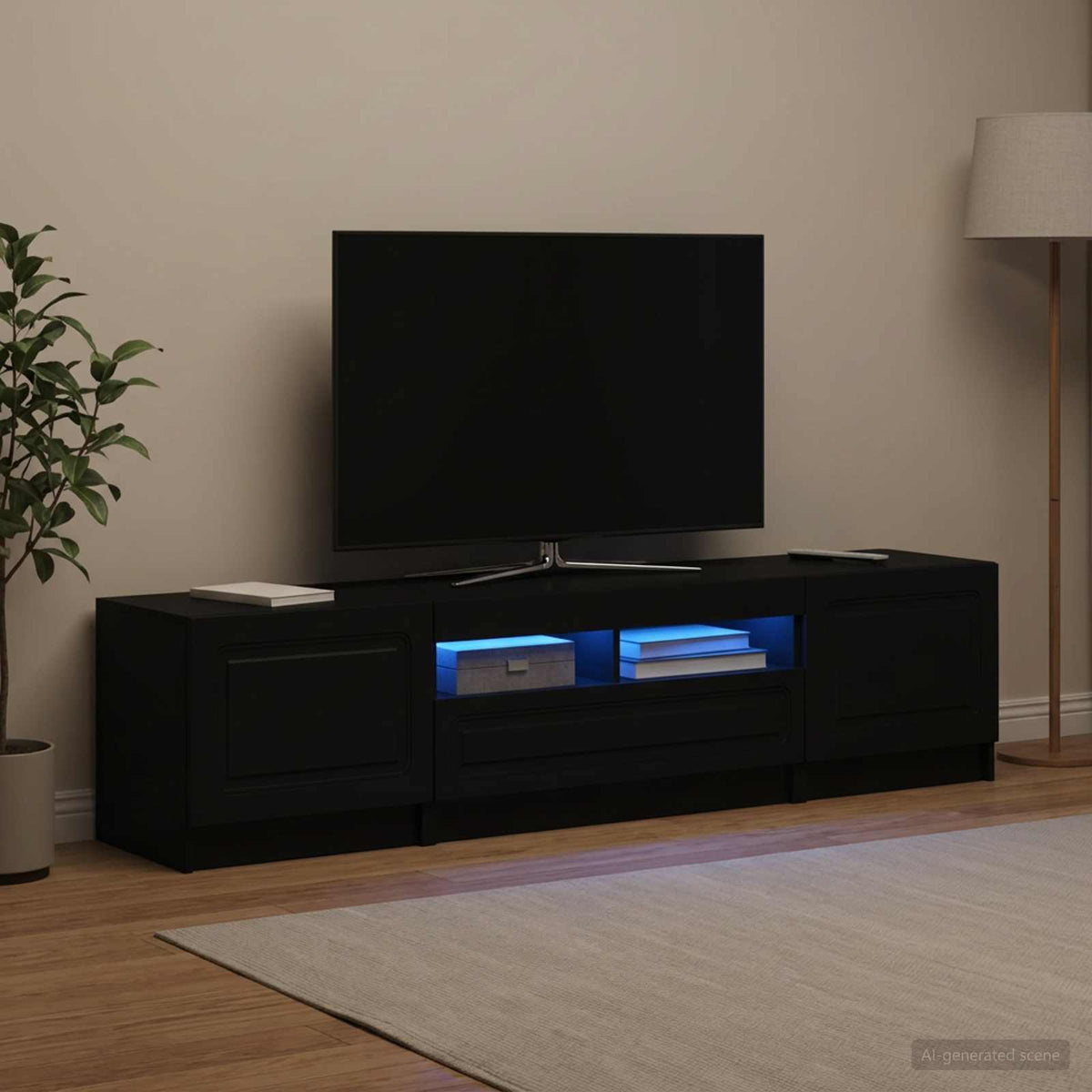 vidaXL LED TV Cabinet UTRECHT 3 pcs Black Engineered Wood