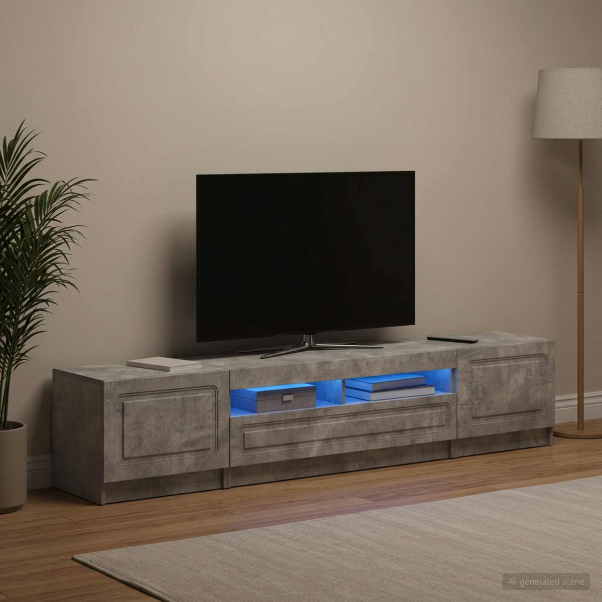 vidaXL LED TV Cabinet UTRECHT 3 pcs Concrete Grey Engineered Wood