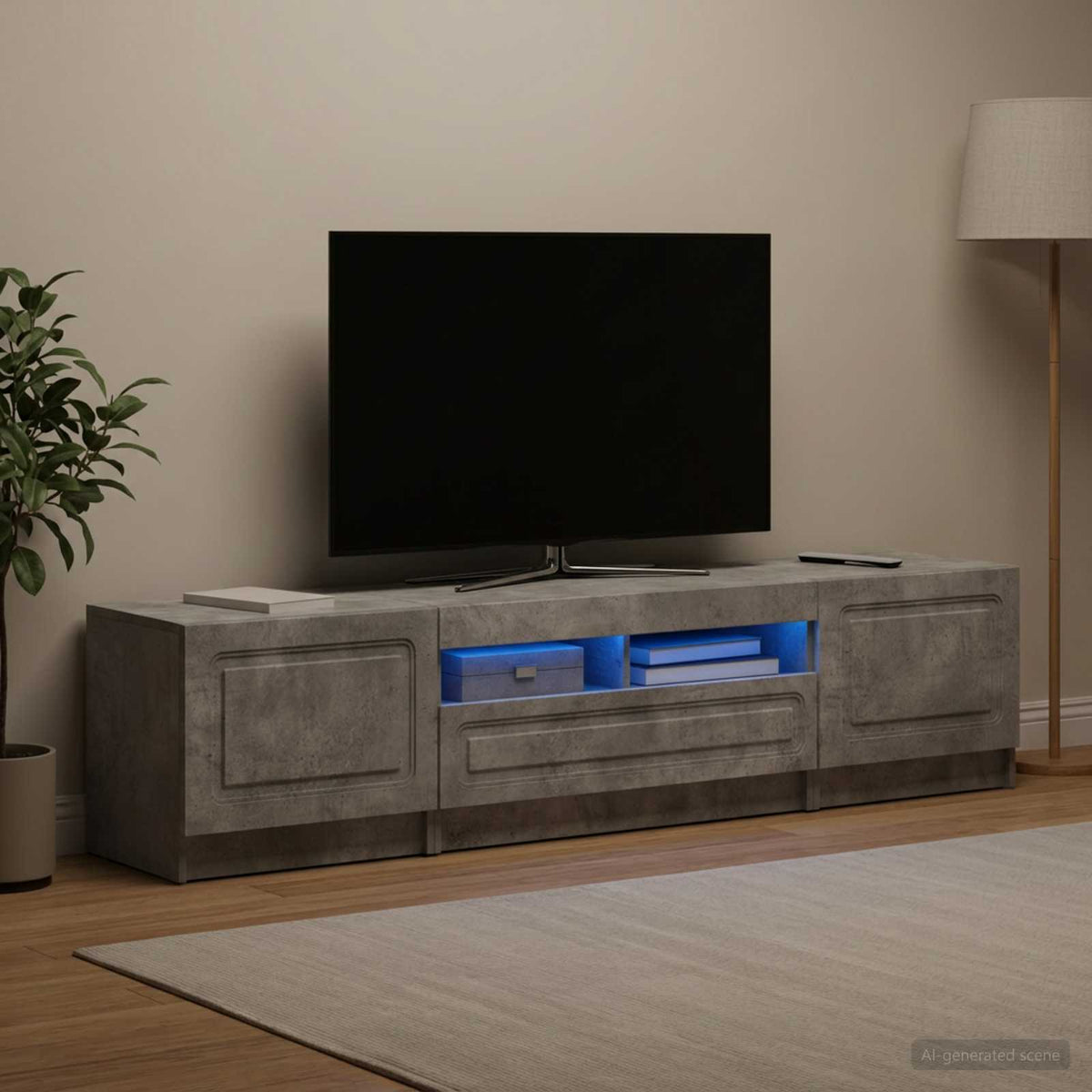 vidaXL LED TV Cabinet UTRECHT 3 pcs Concrete Grey Engineered Wood
