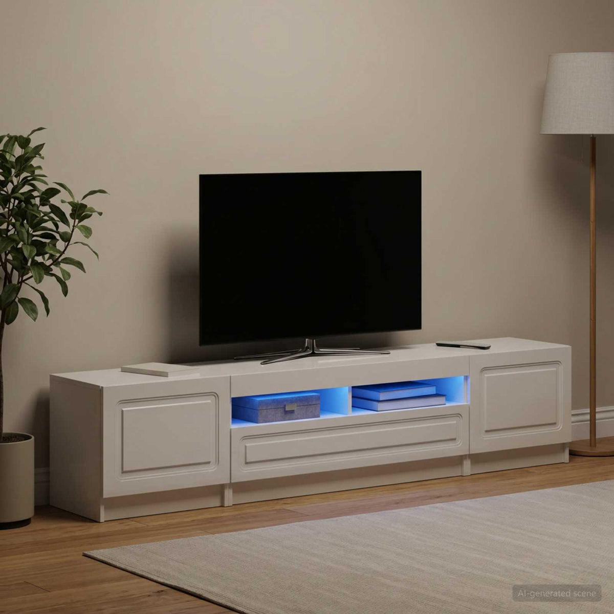 vidaXL LED TV Cabinet UTRECHT 3 pcs High Gloss White Engineered Wood