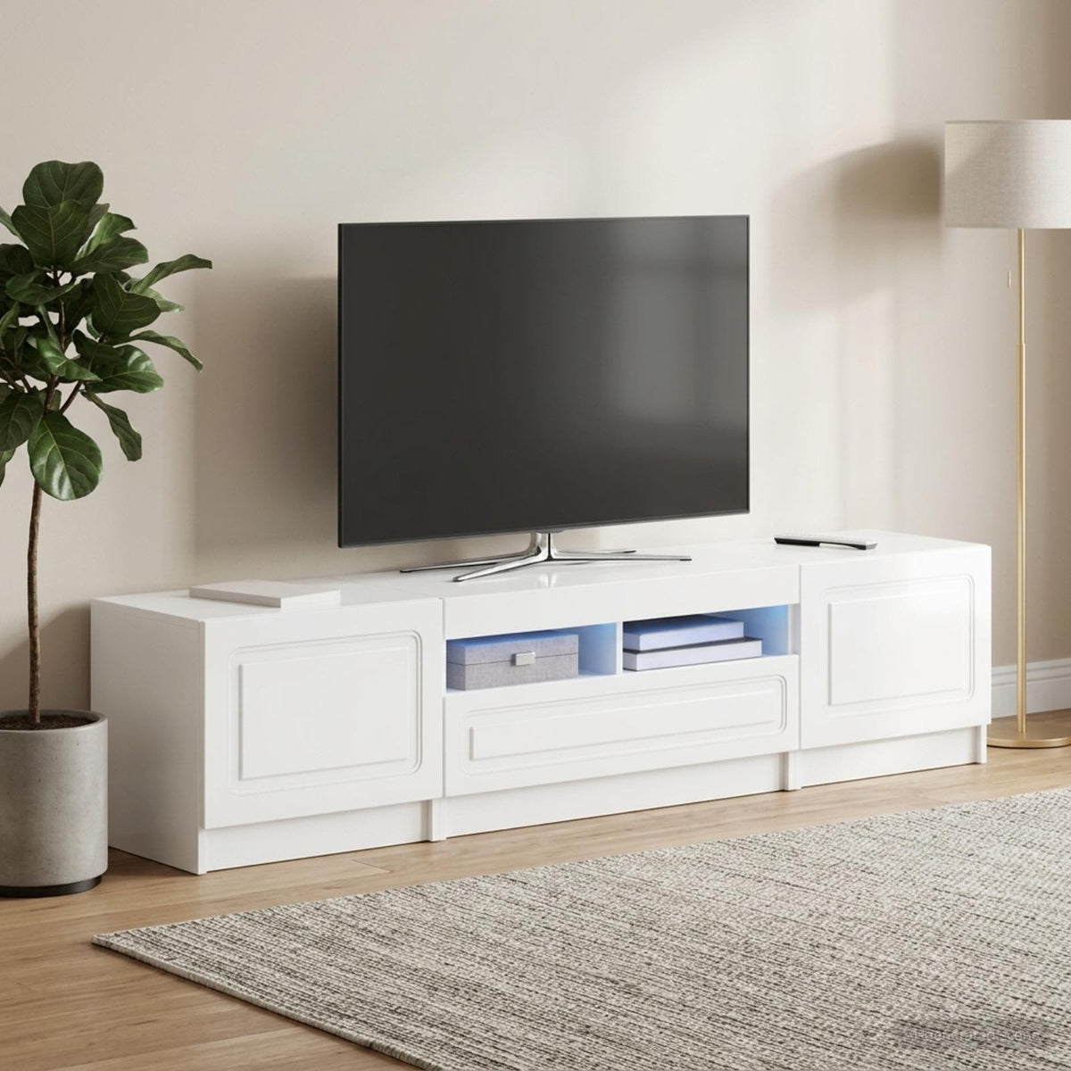 vidaXL LED TV Cabinet UTRECHT 3 pcs High Gloss White Engineered Wood