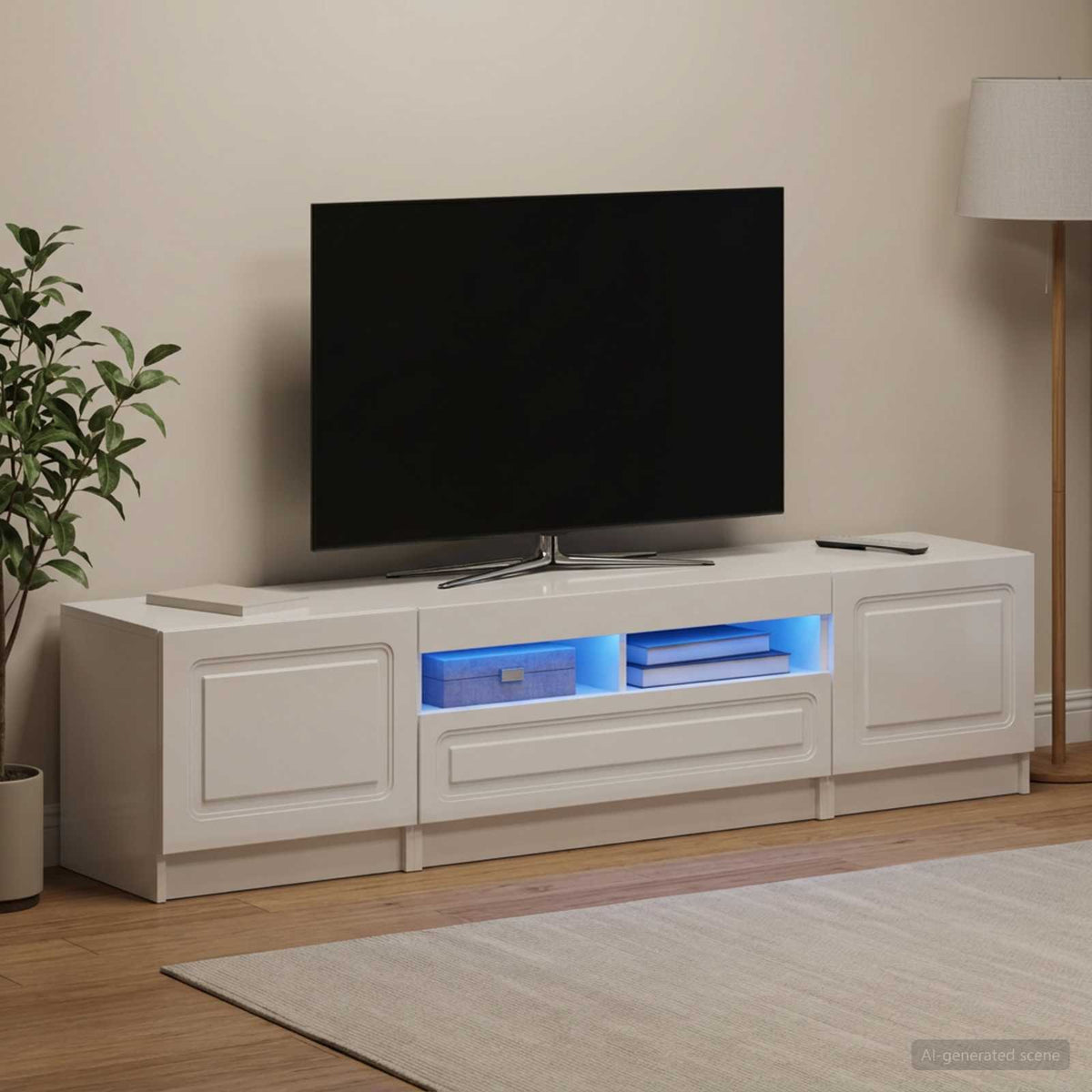 vidaXL LED TV Cabinet UTRECHT 3 pcs High Gloss White Engineered Wood