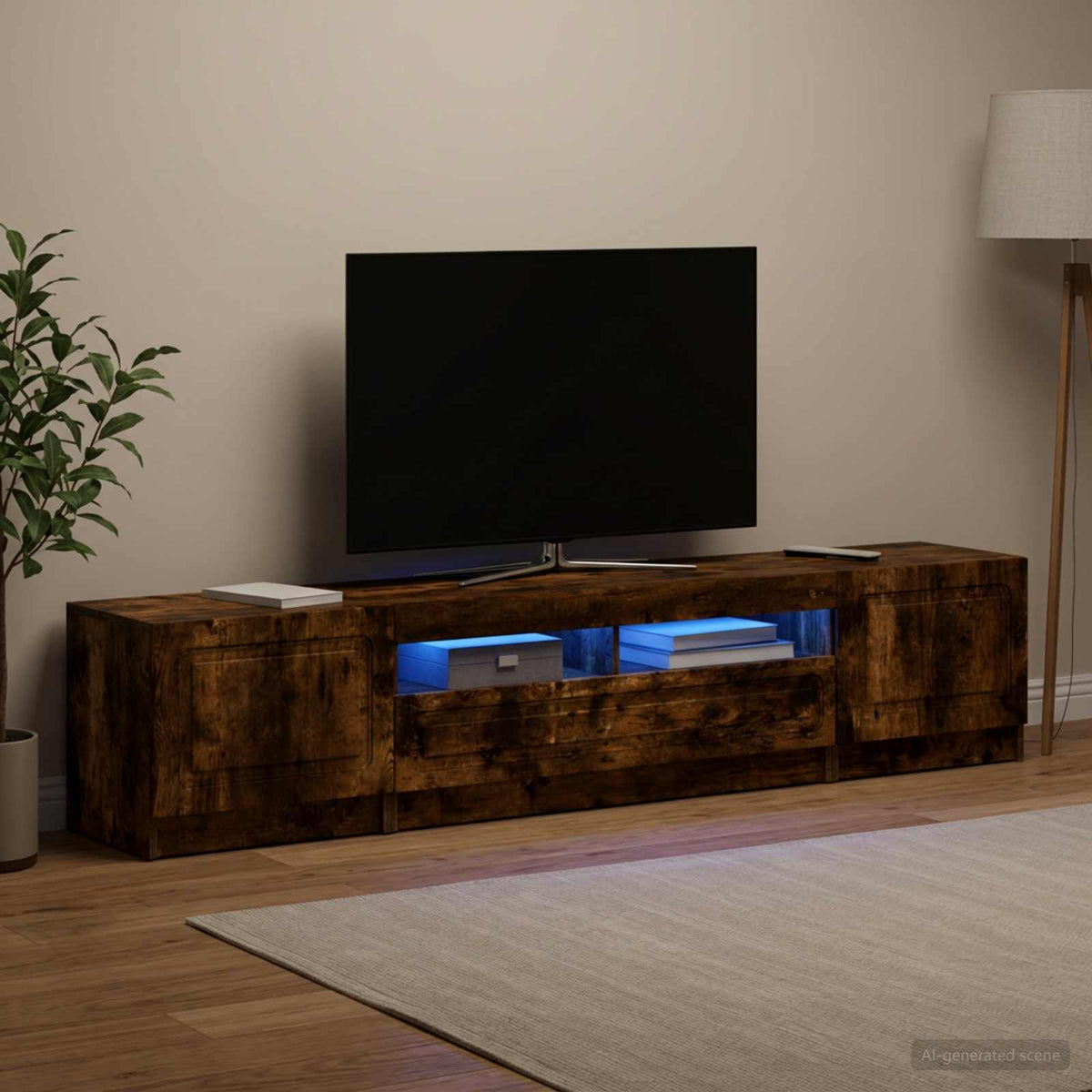 vidaXL LED TV Cabinet UTRECHT 3 pcs Smoked Oak Engineered Wood