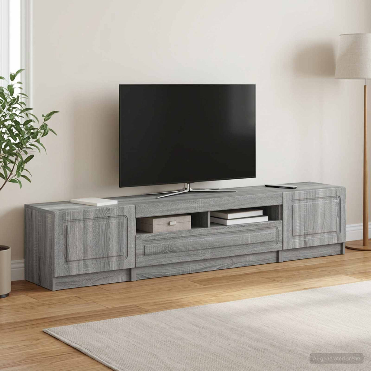 vidaXL LED TV Cabinet UTRECHT 3 pcs Grey Sonoma Engineered Wood