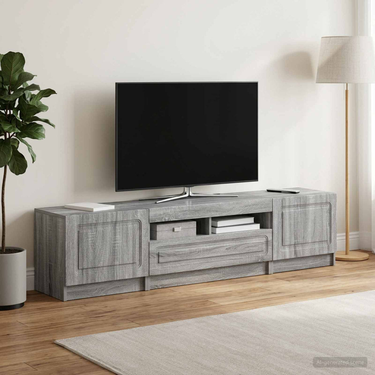 vidaXL LED TV Cabinet UTRECHT 3 pcs Grey Sonoma Engineered Wood