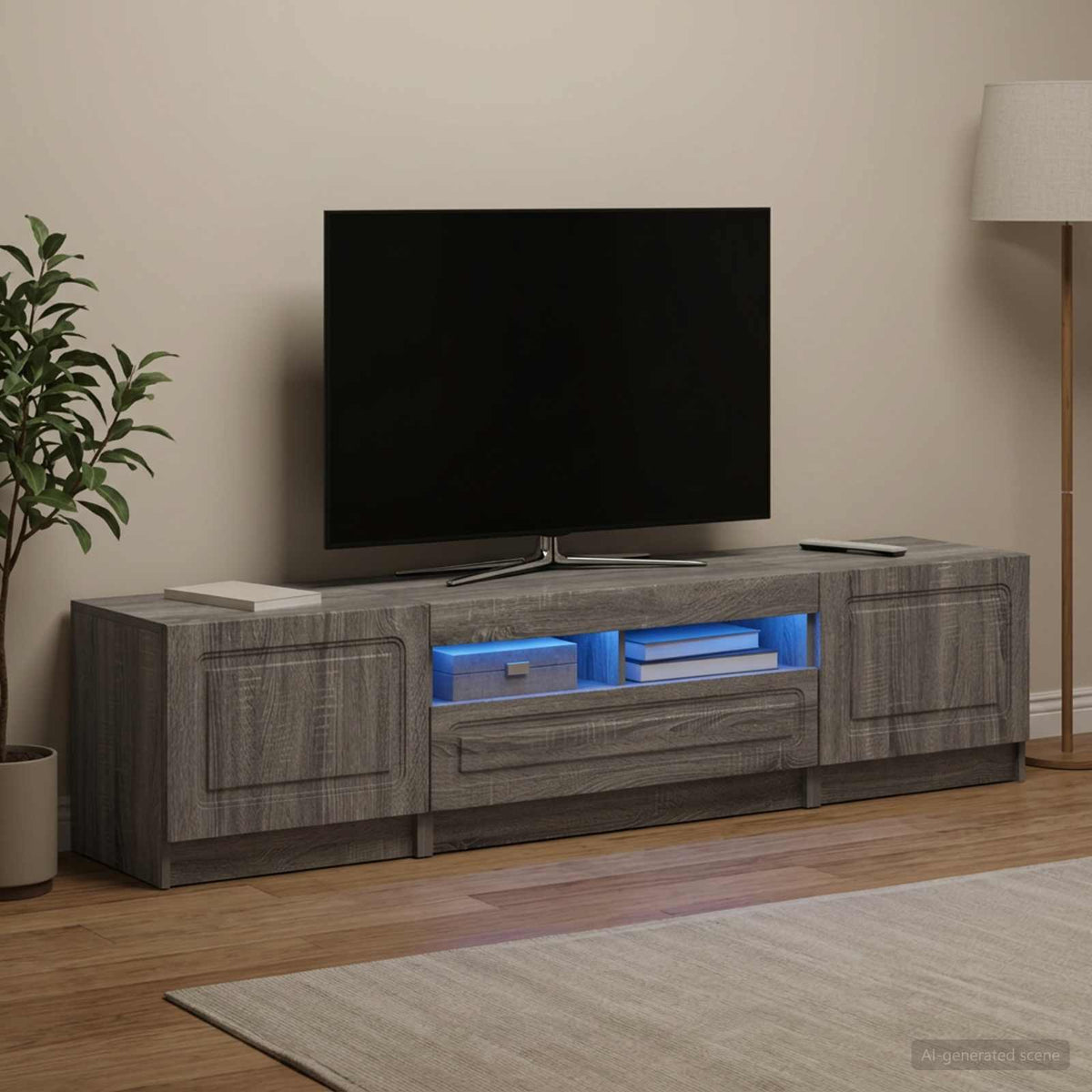 vidaXL LED TV Cabinet UTRECHT 3 pcs Grey Sonoma Engineered Wood
