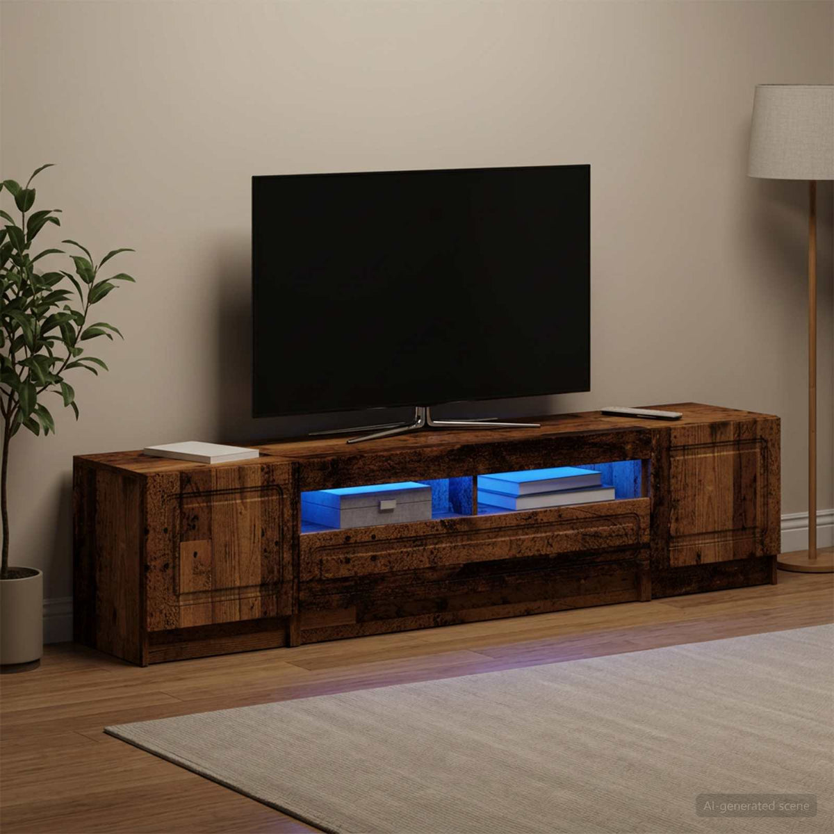 vidaXL LED TV Cabinet UTRECHT 3 pcs Old Wood Engineered Wood