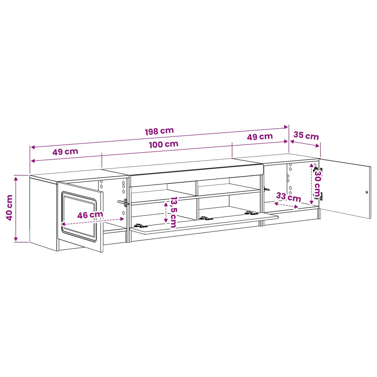 vidaXL LED TV Cabinet UTRECHT 3 pcs Artisan Oak Engineered Wood