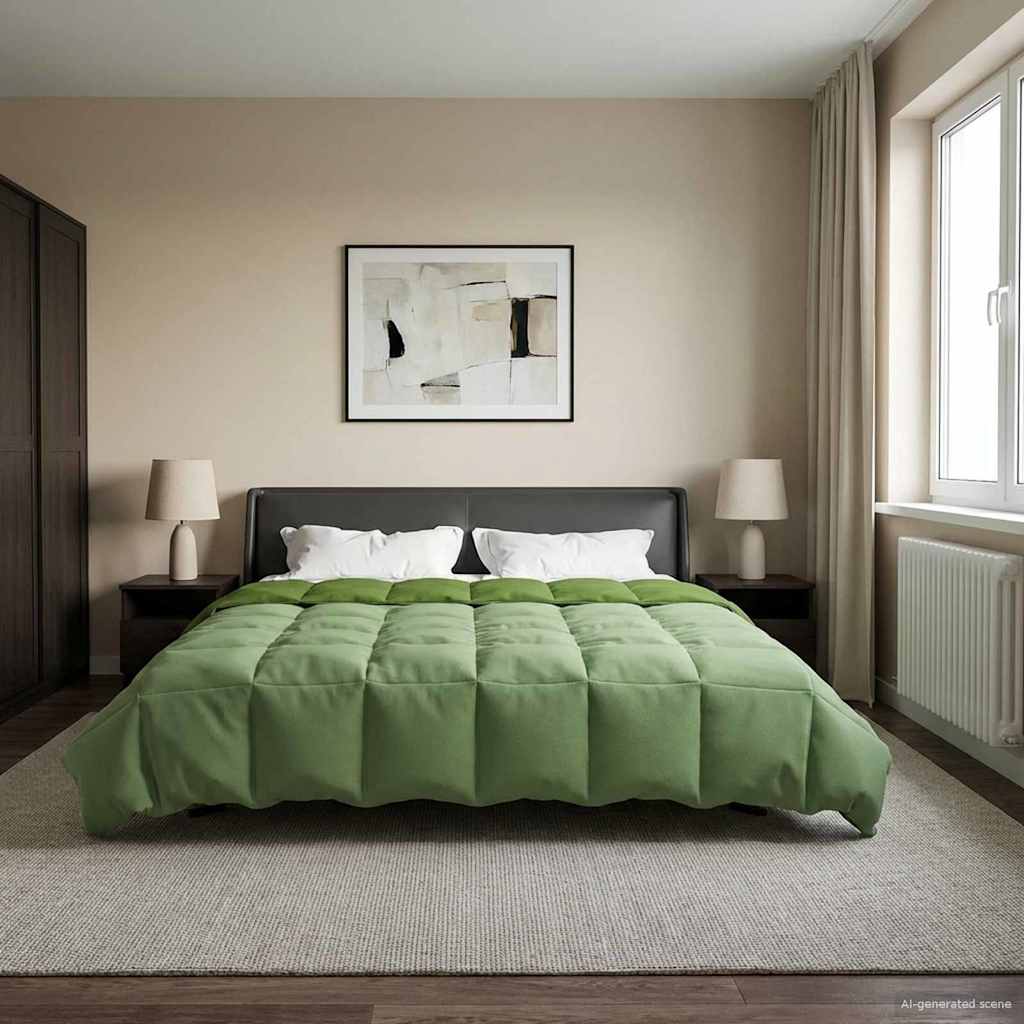 vidaXL Full Year Duvet Quilted Green 200 x 220 cm Microfiber