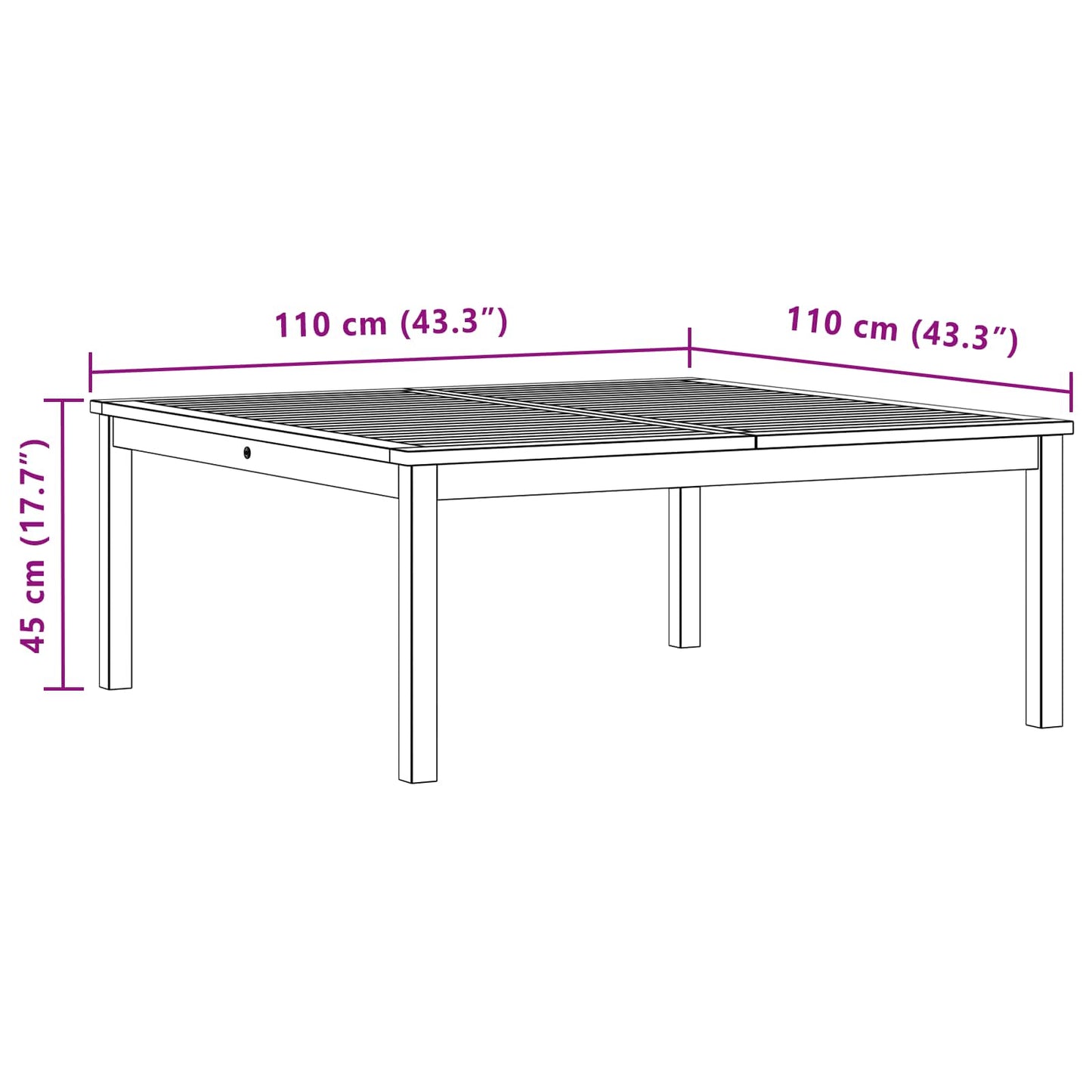 vidaXL Coffee Table Light Acacia 110 x 110 x 45 cm Solid Acacia Wood