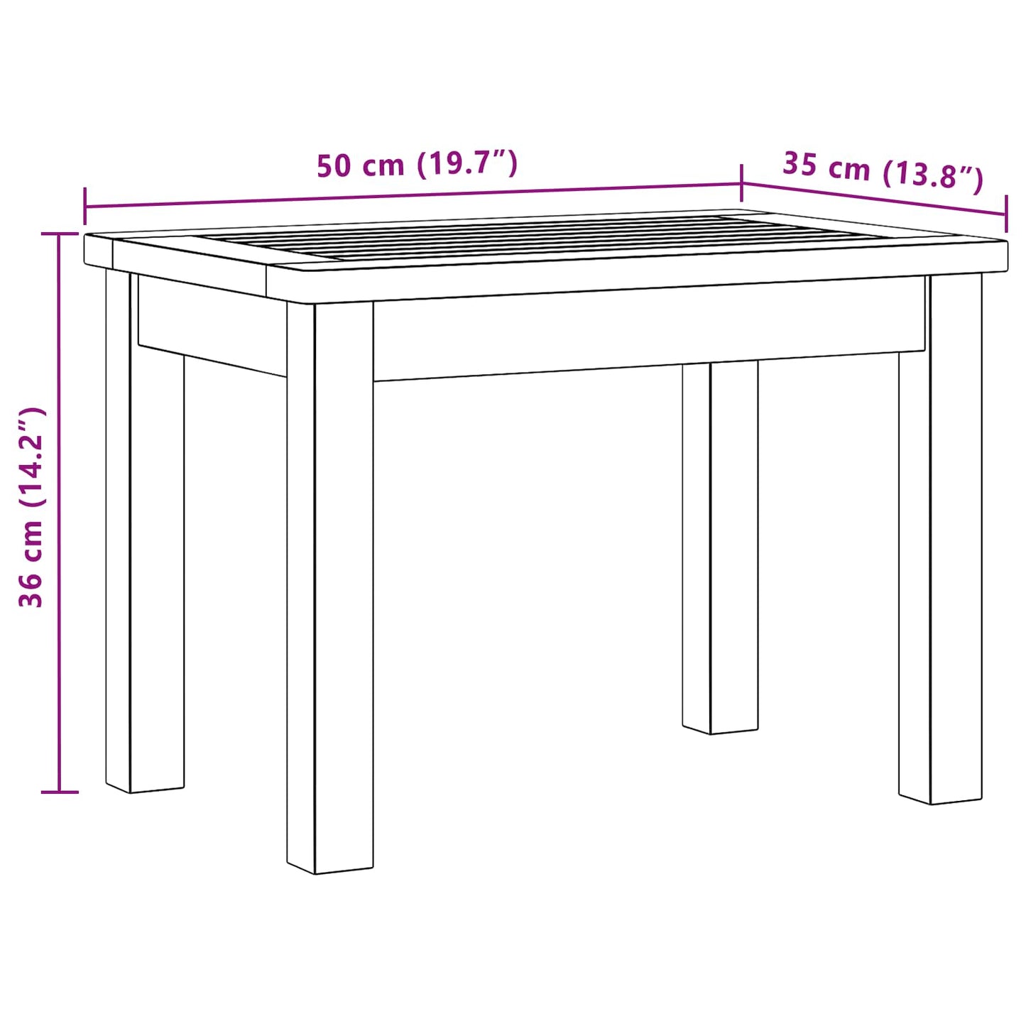 vidaXL Coffee Table Light Acacia 50 x 35 x 36 cm Solid Acacia Wood