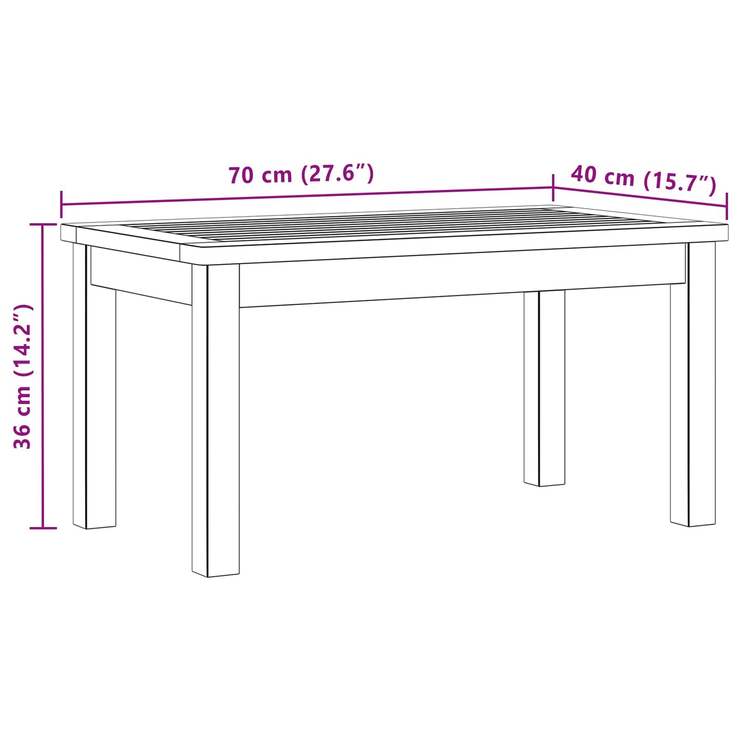 vidaXL Coffee Table Light Acacia 70 x 40 x 36 cm Solid Acacia Wood