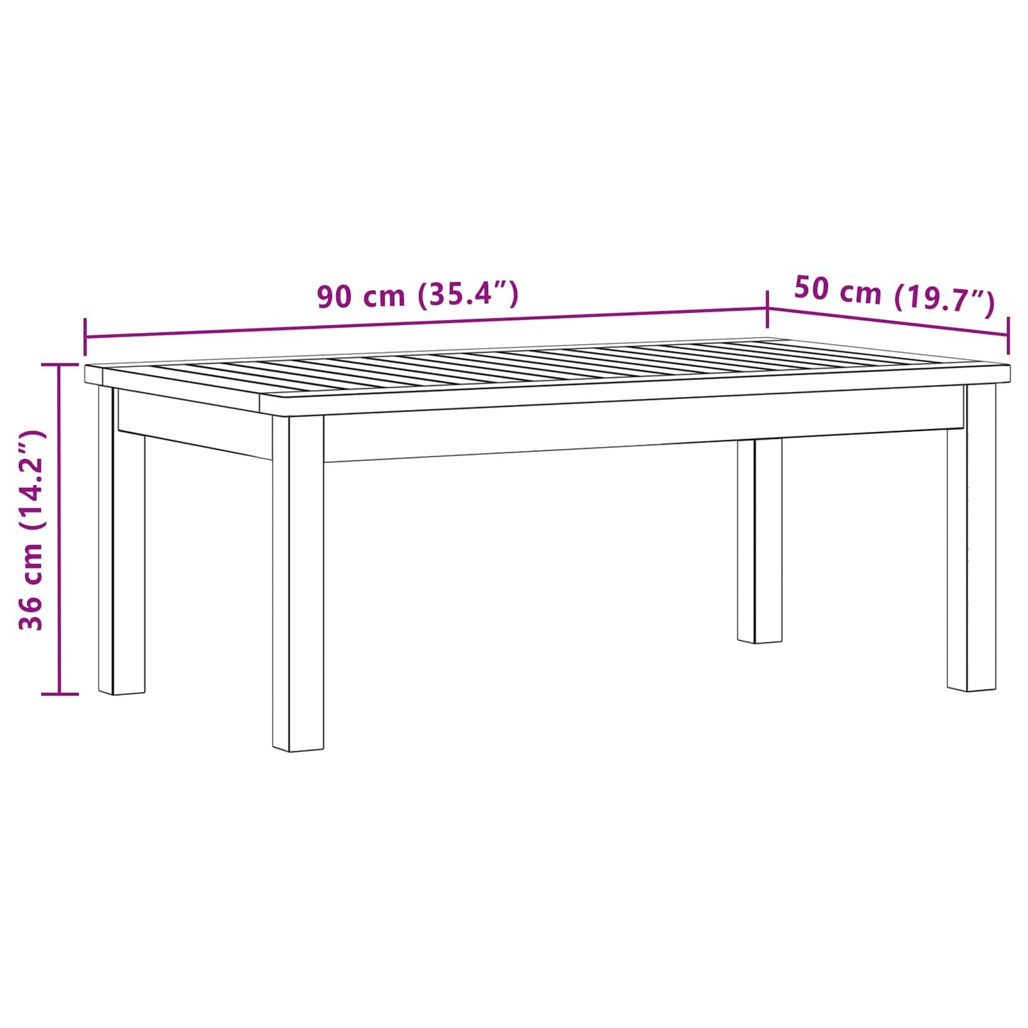 vidaXL Coffee Table Light Acacia 90 x 50 x 36 cm Solid Acacia Wood