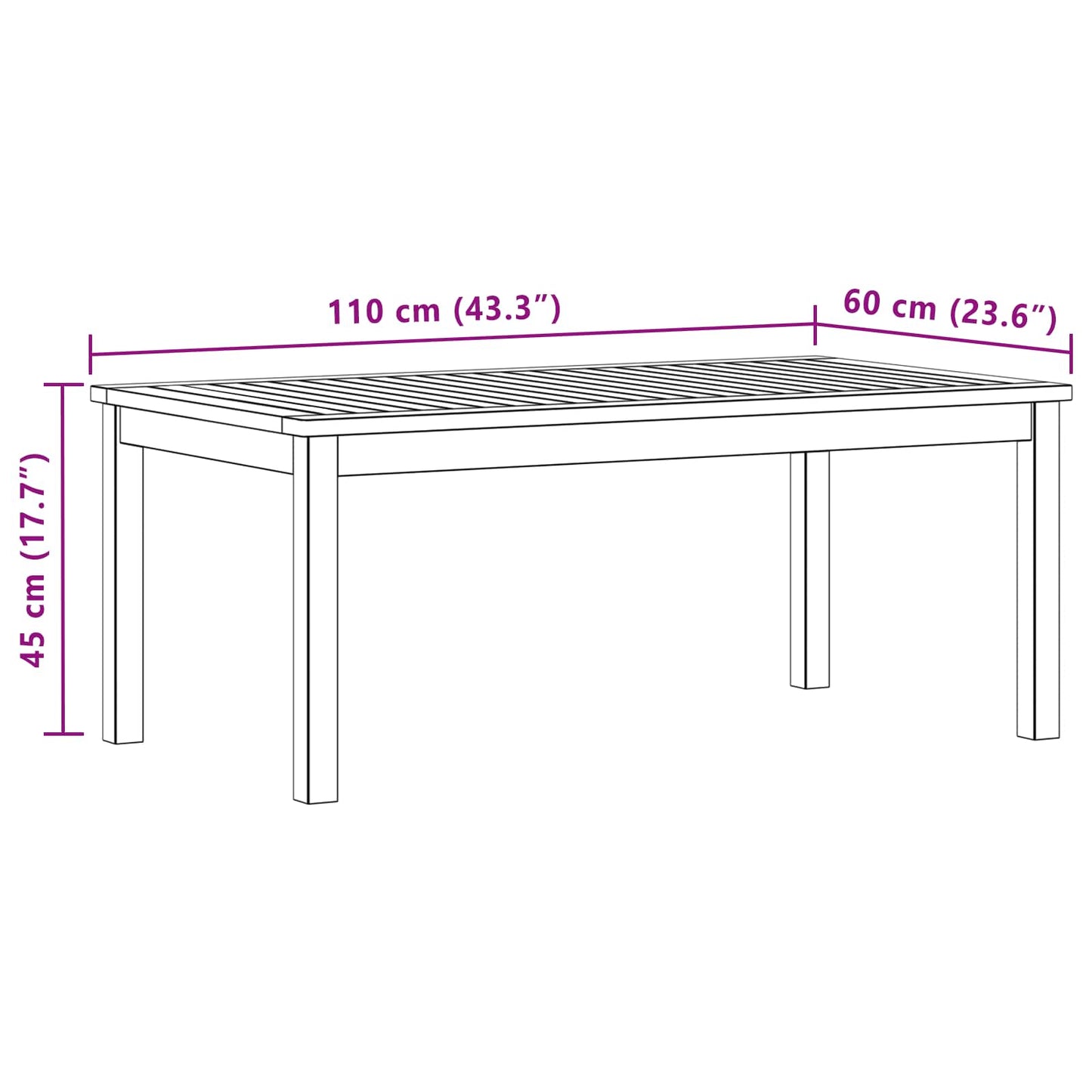 vidaXL Coffee Table Light Acacia 110 x 60 x 45 cm Solid Acacia Wood
