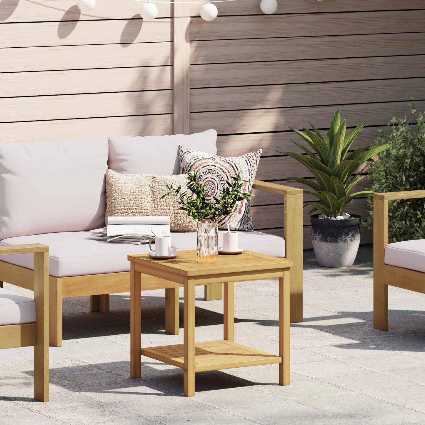 vidaXL Side Table Oil Natural 45 x 45 x 45 cm Solid Acacia Wood
