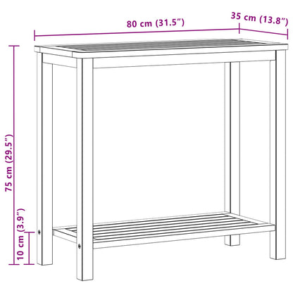 vidaXL Garden Console Table with Storage Light Acacia 80 x 35 x 75 cm