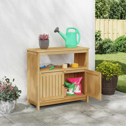 vidaXL Garden Console Table Light Acacia 80 x 35 x 75 cm