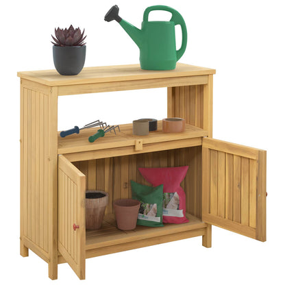 vidaXL Garden Console Table Light Acacia 80 x 35 x 75 cm