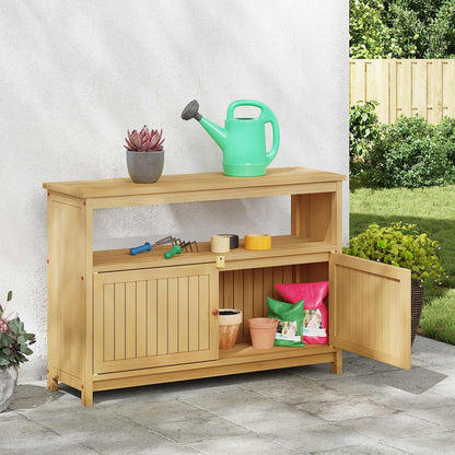 vidaXL Garden Console Table with Storage Light Acacia 110 x 35 x 75 cm