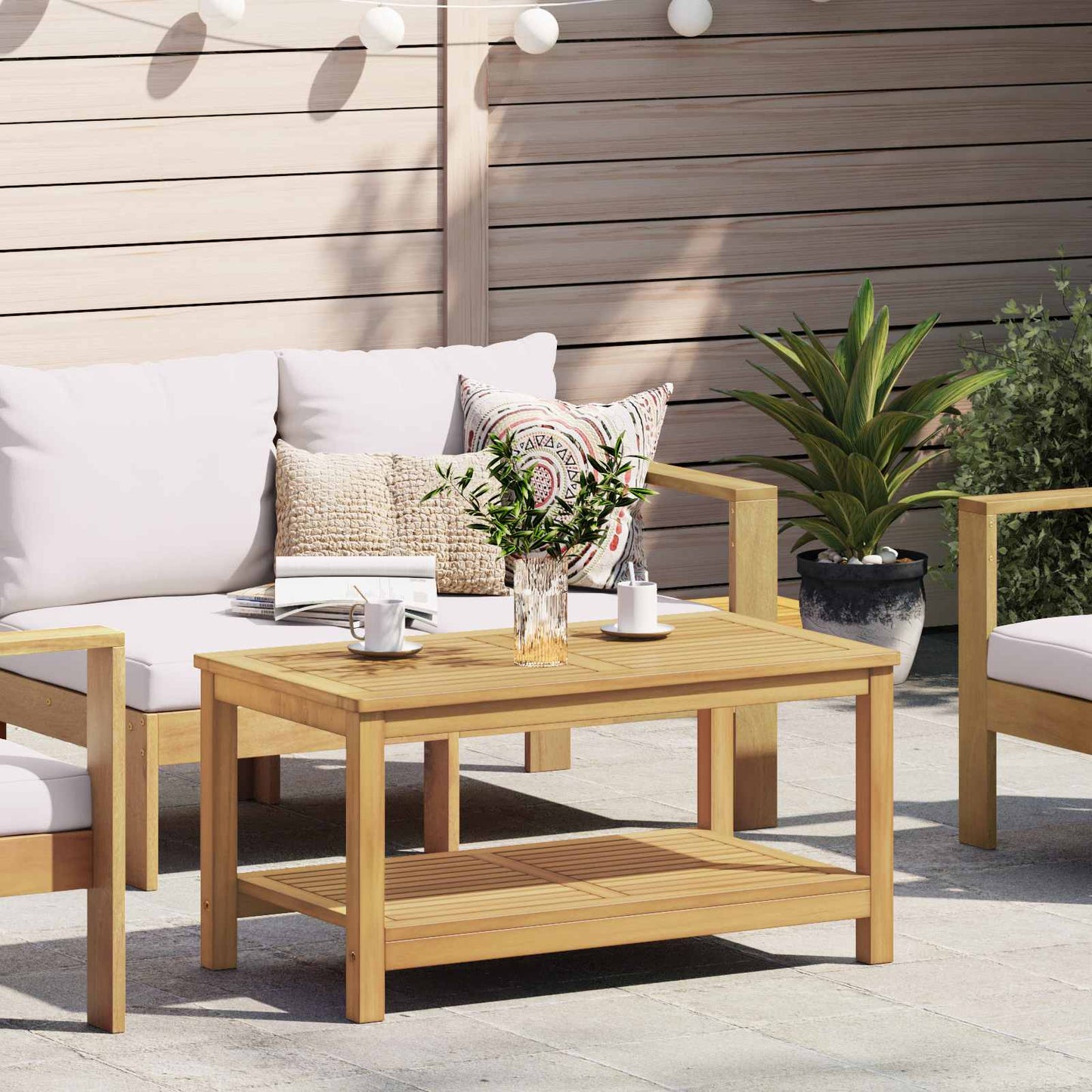 vidaXL Side Table Oil Natural 90 x 50 x 45 cm Solid Acacia Wood