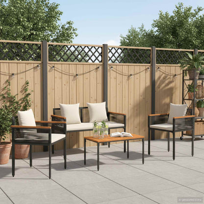 vidaXL Outdoor Furniture Set Black and Cream White Poly Rattan