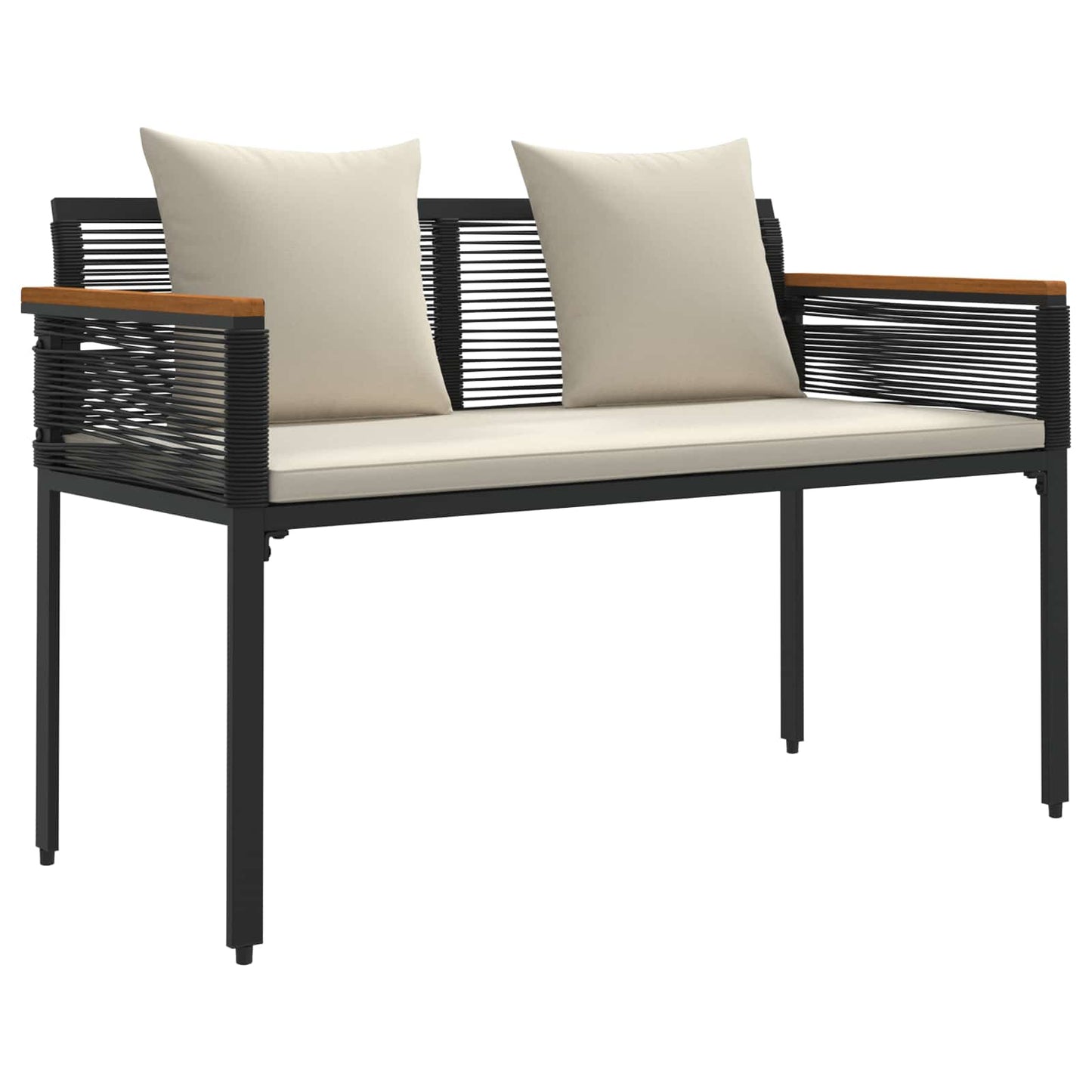 vidaXL Outdoor Furniture Set Black and Cream White Poly Rattan