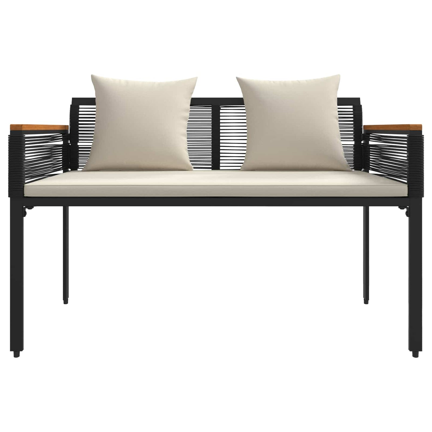 vidaXL Outdoor Furniture Set Black and Cream White Poly Rattan