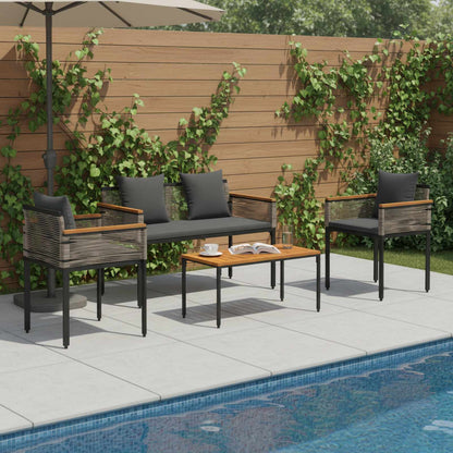vidaXL Outdoor Furniture Set Grey and Dark Grey Poly Rattan