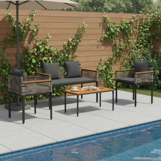 vidaXL Outdoor Furniture Set Grey and Dark Grey Poly Rattan