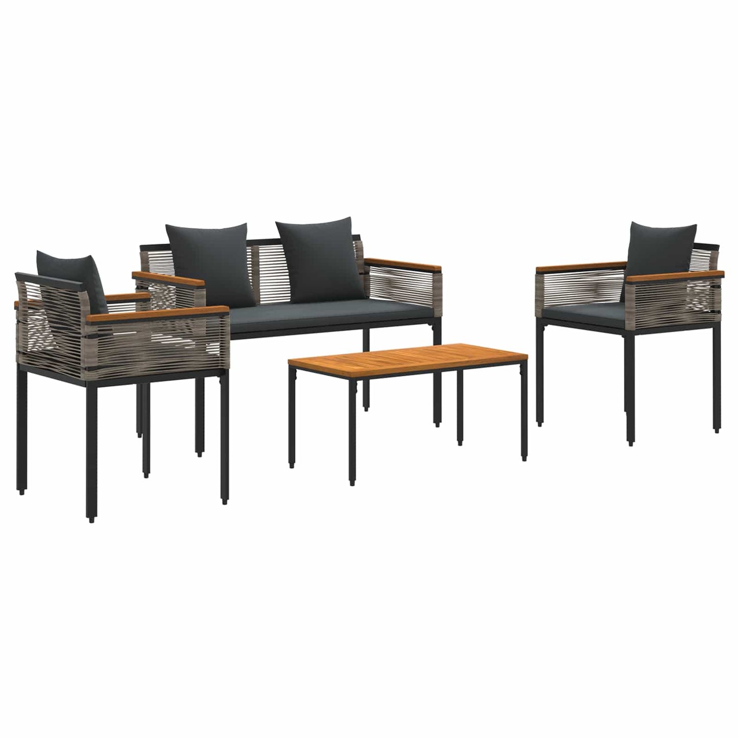 vidaXL Outdoor Furniture Set Grey and Dark Grey Poly Rattan