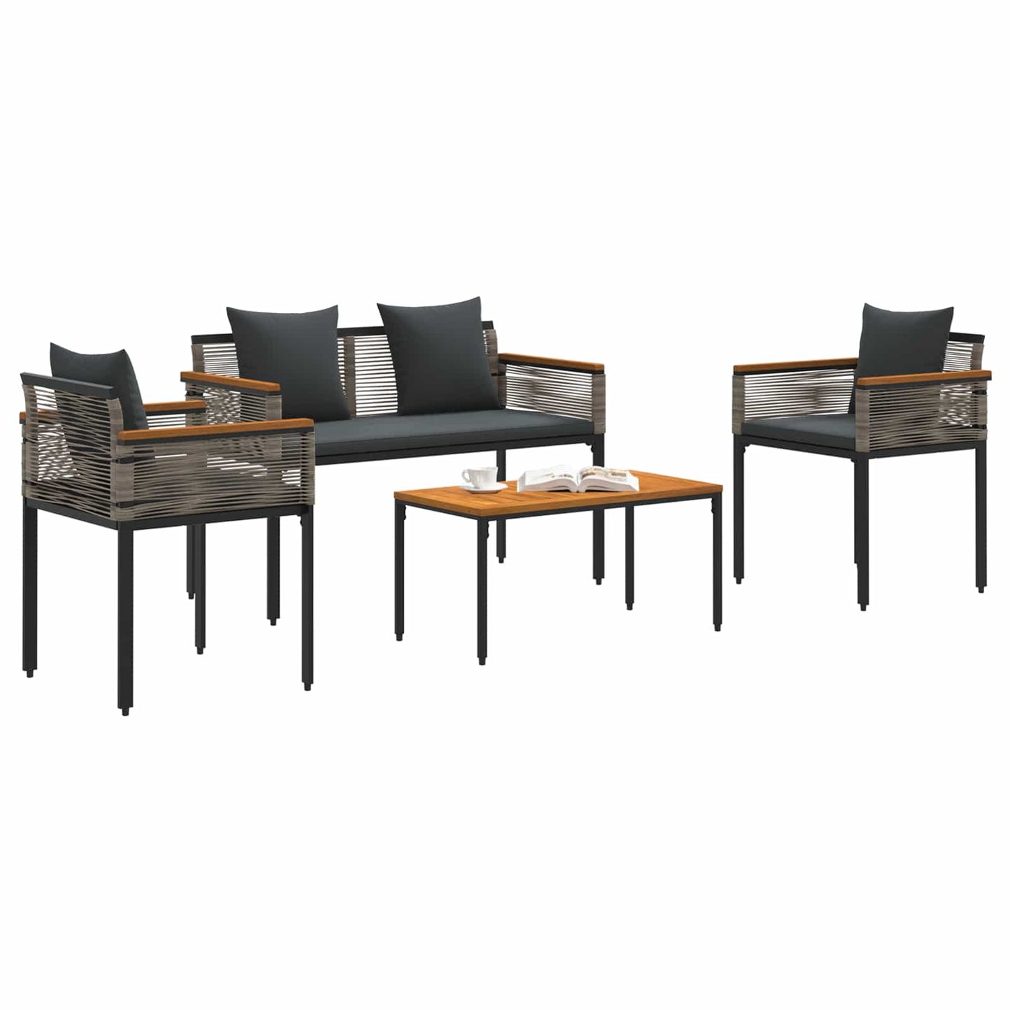 vidaXL Outdoor Furniture Set Grey and Dark Grey Poly Rattan