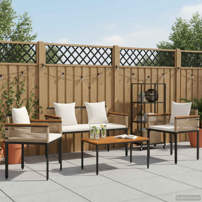 vidaXL Outdoor Furniture Set Beige and Cream White Poly Rattan