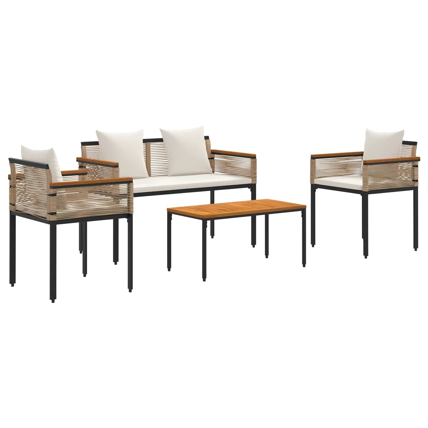 vidaXL Outdoor Furniture Set Beige and Cream White Poly Rattan
