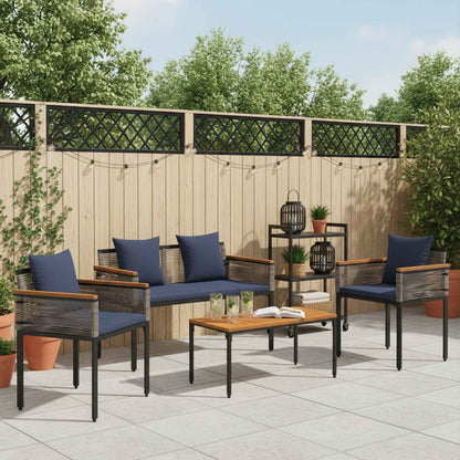 vidaXL Outdoor Furniture Set Grey and Navy Blue Poly Rattan