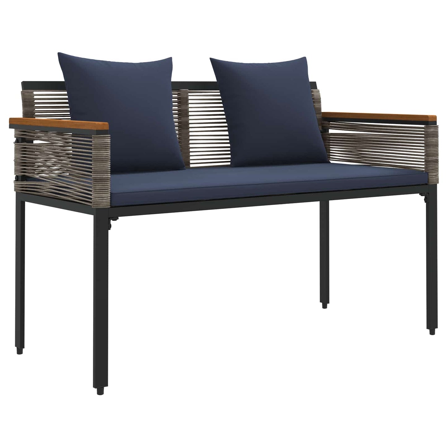 vidaXL Outdoor Furniture Set Grey and Navy Blue Poly Rattan