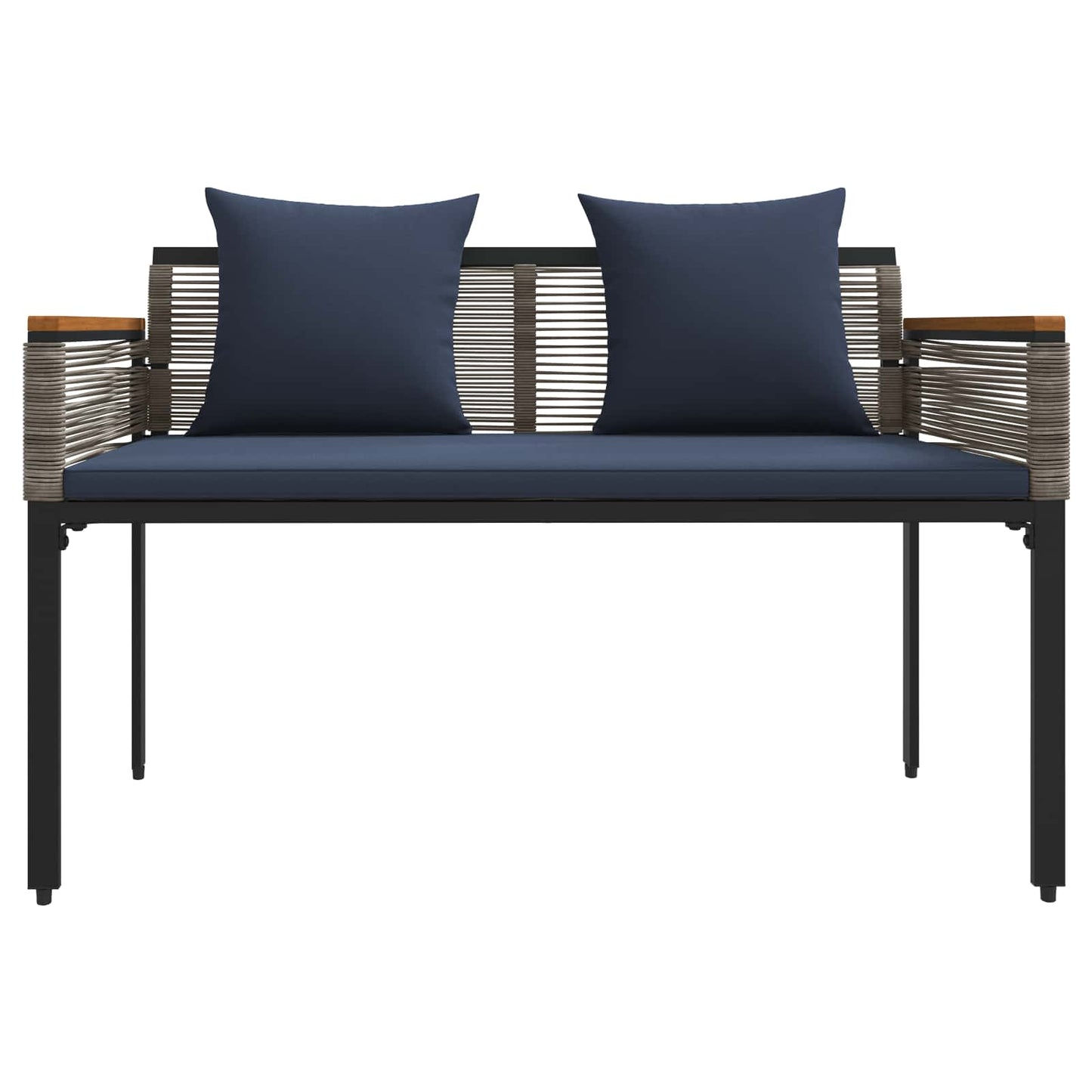 vidaXL Outdoor Furniture Set Grey and Navy Blue Poly Rattan
