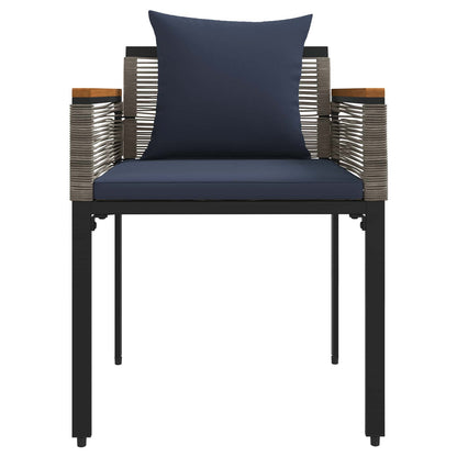 vidaXL Outdoor Furniture Set Grey and Navy Blue Poly Rattan