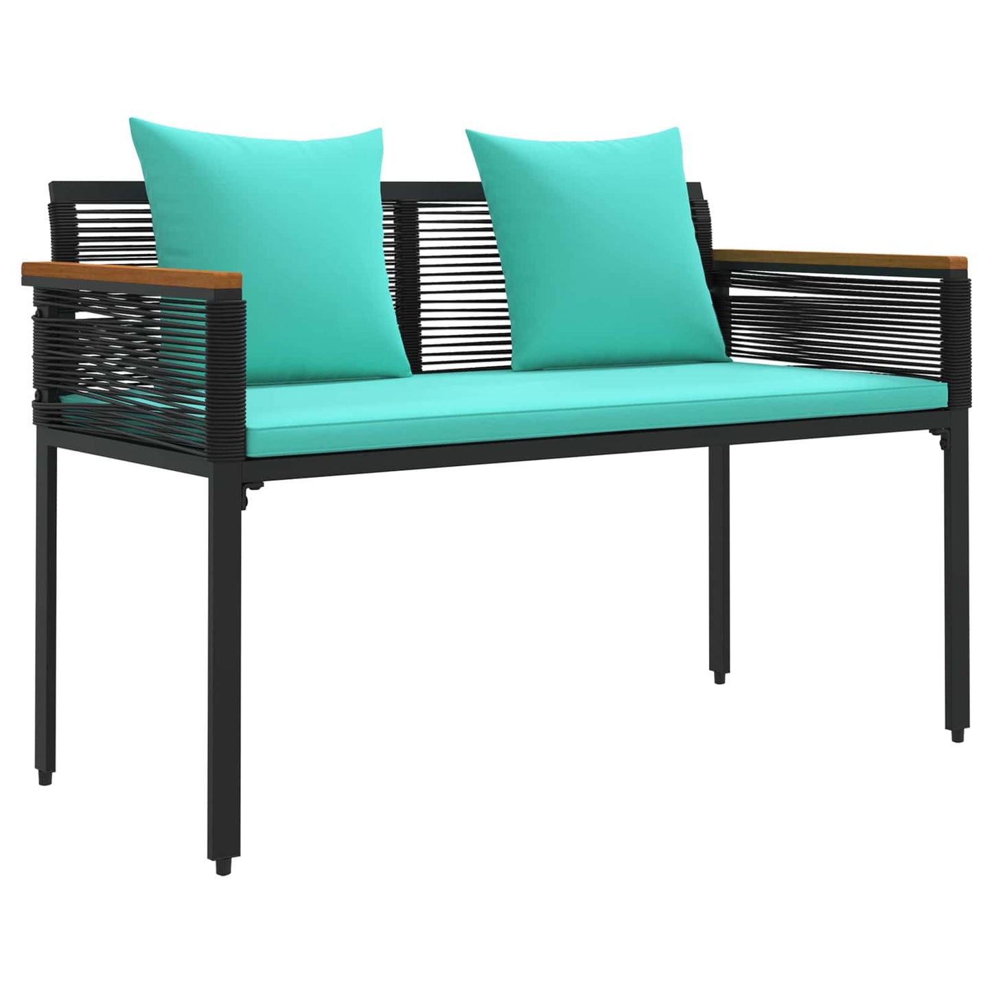 vidaXL Outdoor Furniture Set Black and Turquoise Poly Rattan