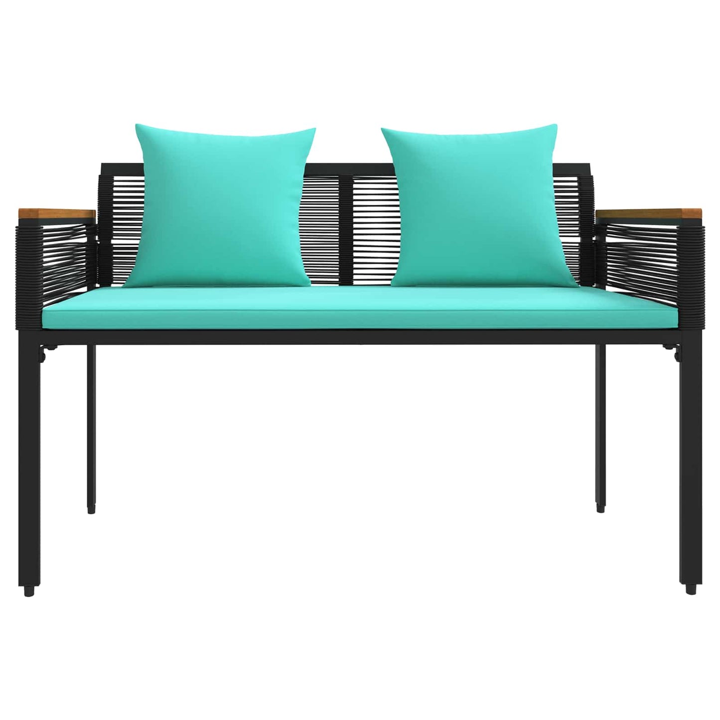 vidaXL Outdoor Furniture Set Black and Turquoise Poly Rattan