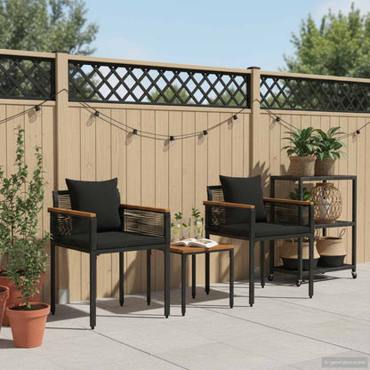 vidaXL Outdoor Furniture Set with Cushion Black Poly Rattan