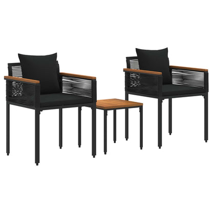 vidaXL Outdoor Furniture Set with Cushion Black Poly Rattan