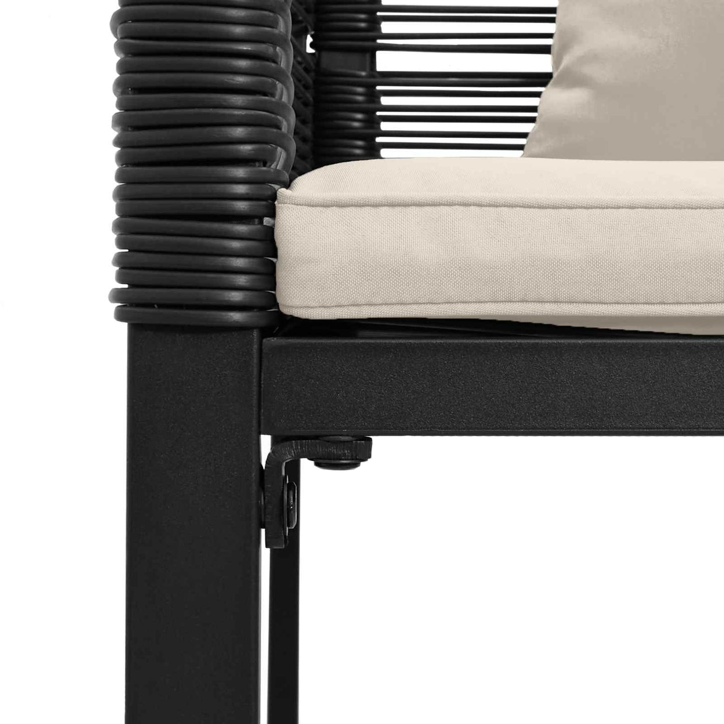vidaXL Outdoor Furniture Set Black and Cream White Poly Rattan