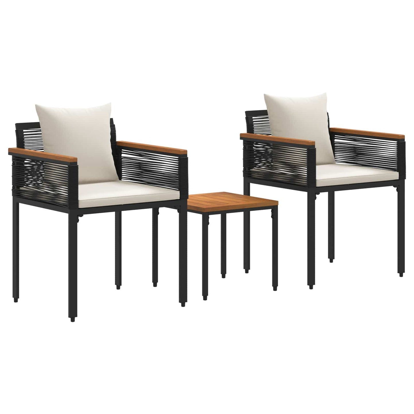 vidaXL Outdoor Furniture Set Black and Cream White Poly Rattan