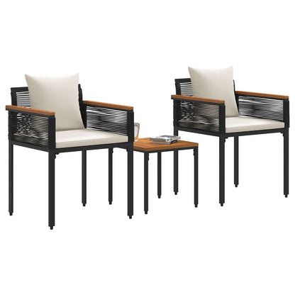 vidaXL Outdoor Furniture Set Black and Cream White Poly Rattan