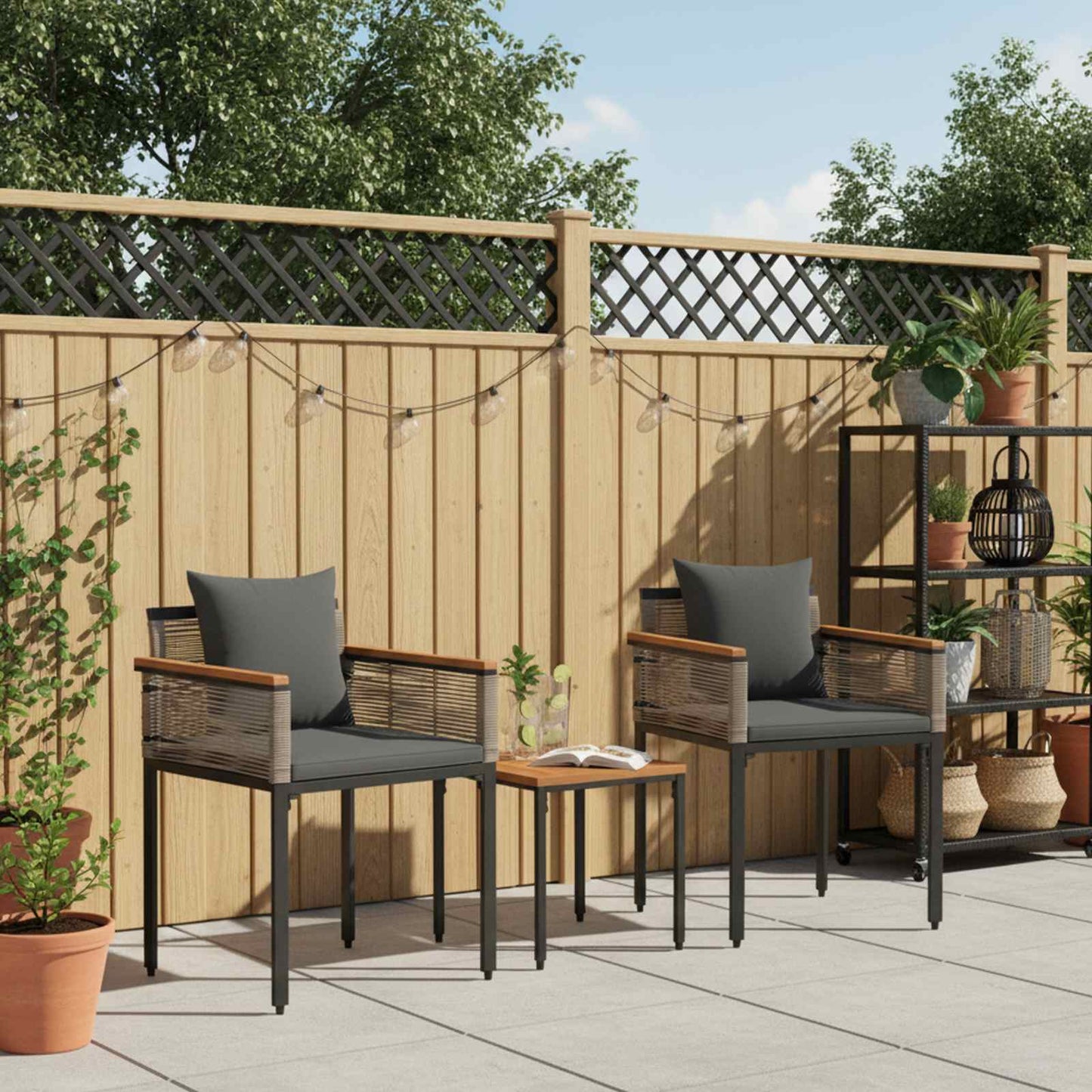vidaXL Outdoor Furniture Set Grey and Dark Grey Poly Rattan