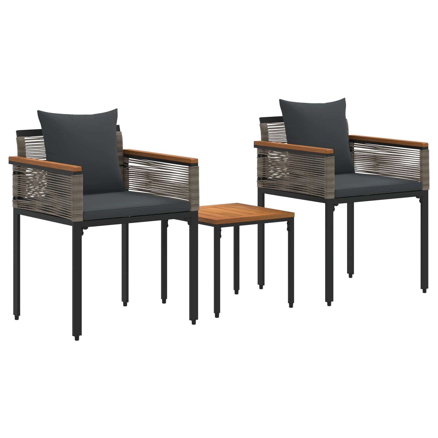 vidaXL Outdoor Furniture Set Grey and Dark Grey Poly Rattan